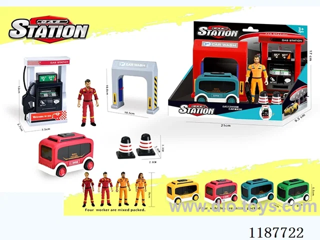 Gas Car Wash Scene Combo Minibus Inertia (with figure)