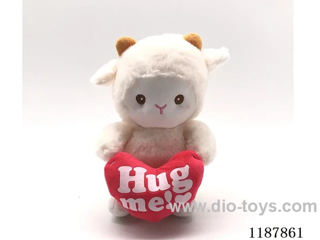 Plush Lamb Holding Peach Heart