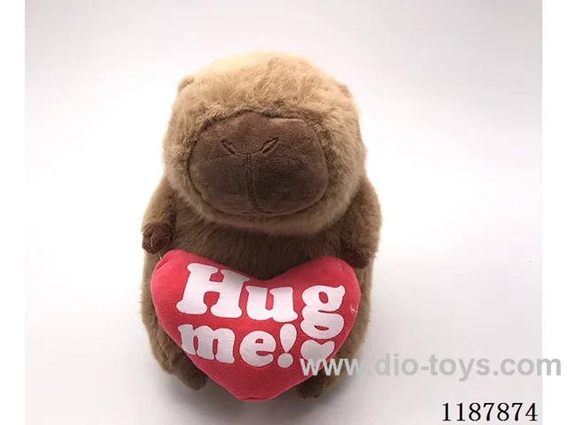 Plush Beaver Mouse with Peach Heart