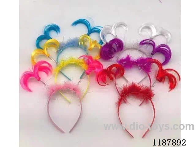 1 Bag of 12 Short Wig Headdresses with Fur Strips