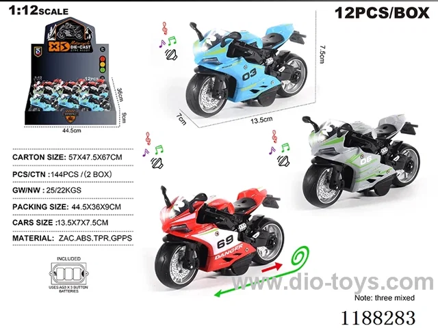 1:12 Die-casting zinc alloy pull back car W L/M 12PCS