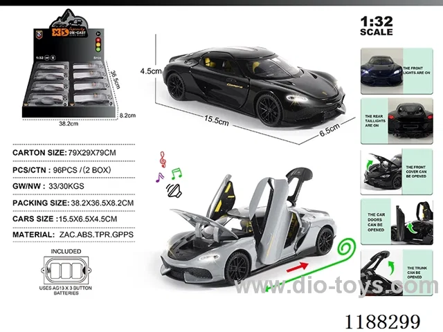 1:32 Die-casting zinc alloy pull back car W L/M 8PCS