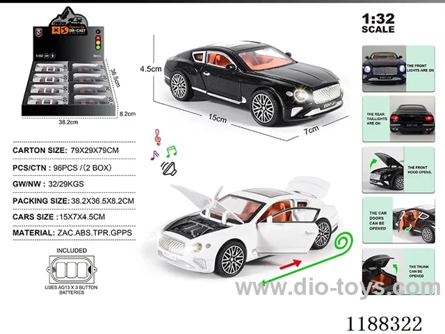 1:32 Die-casting zinc alloy pull back car W L/M 8PCS