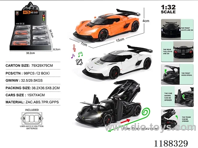 1:32 Die-casting zinc alloy pull back car W L/M 8PCS