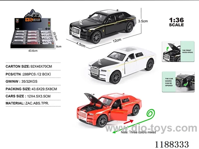1:36 Die-casting zinc alloy pull back car 12PCS
