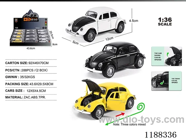 1:36 Die-casting zinc alloy pull back car 12PCS