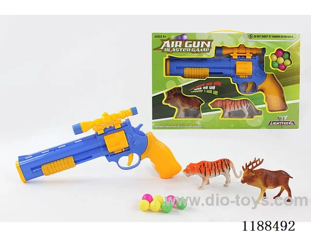 Blue and red color ping pong gun with animal