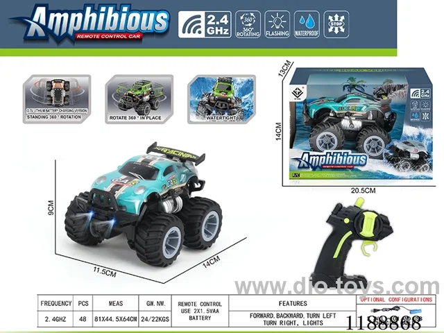 2.4G Land & Water RC Vehicle with light included battery