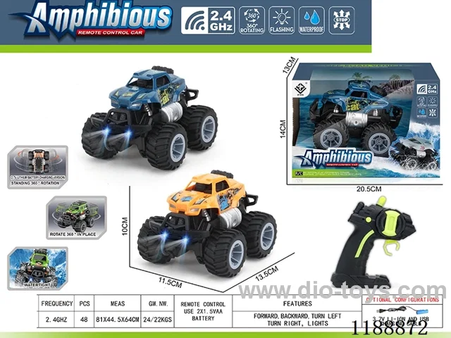 2.4G Land & Water RC Vehicle with light included battery