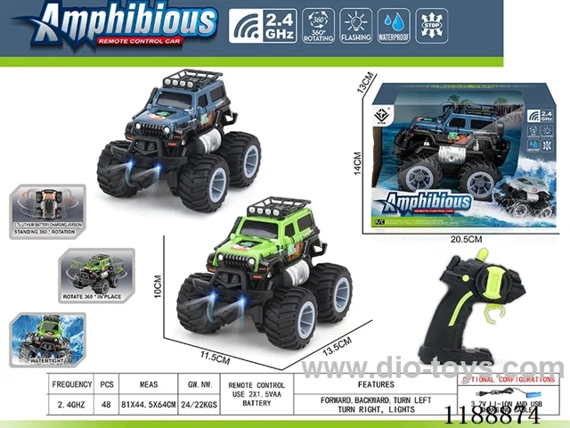 2.4G Land & Water RC Vehicle with light included battery