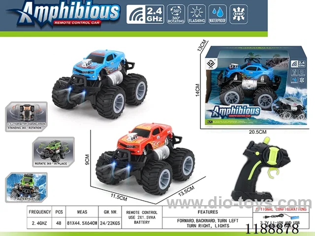 2.4G Land & Water RC Vehicle with light included battery