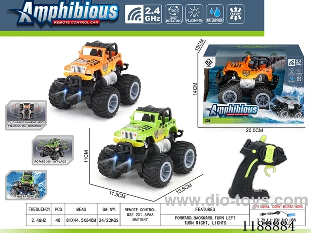 2.4G Land & Water RC Vehicle with light included battery