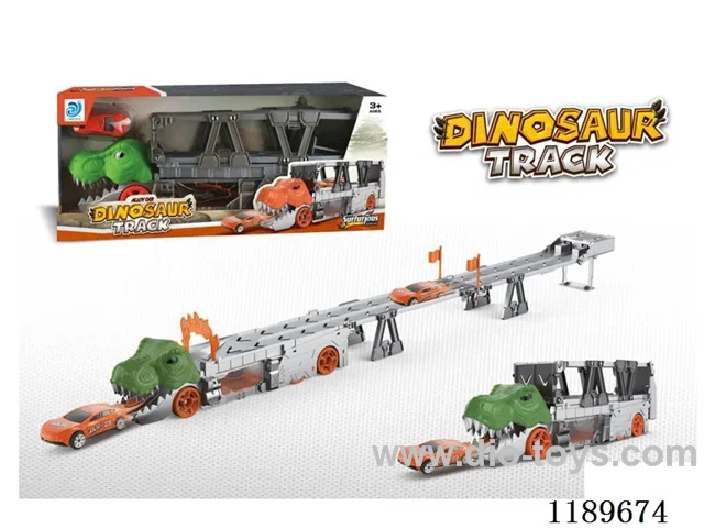 Dinosaur trailer with one alloy car (green)