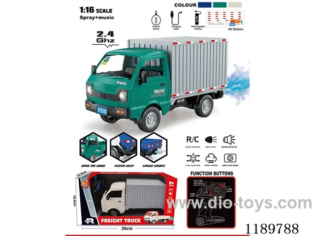 2.4G 1:16 6ch rc car with one touch demo spraying music(with 3.7V lithium battery. Water filler. Printable sticker*1. Remote control 2AA is not included.