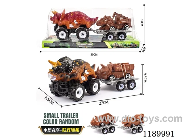 inertia off-road triceratops trailer pull back dinosaur engineering vehicle