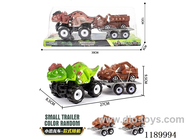 Inertia Offroad Double Crown Triceratops Trailer Pull Back Dinosaur Engineering Vehicle