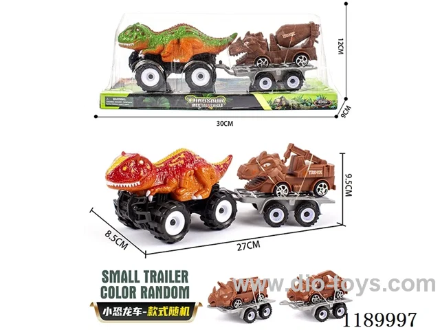 Inertia Offroad Velociraptor Trailer Pull Back Dinosaur Engineering Vehicle