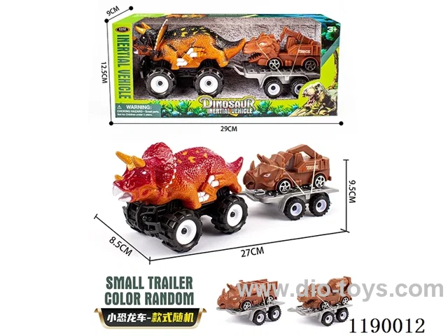 inertia off-road triceratops trailer pull back dinosaur engineering vehicle