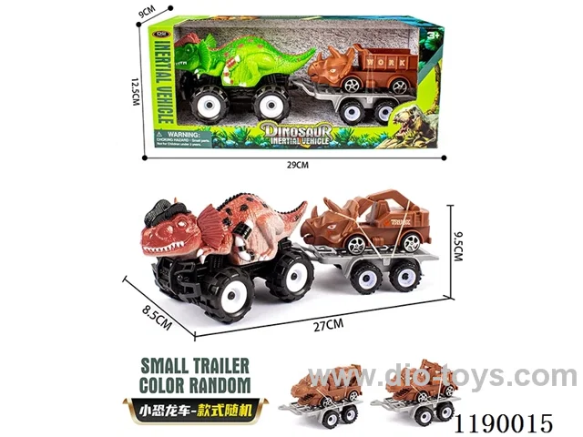 Inertia Offroad Double Crown Triceratops Trailer Pull Back Dinosaur Engineering Vehicle
