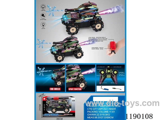 2.4G 1:14 9ch rc car with light/spray/water bullet/watch included battery 2 colors mixed