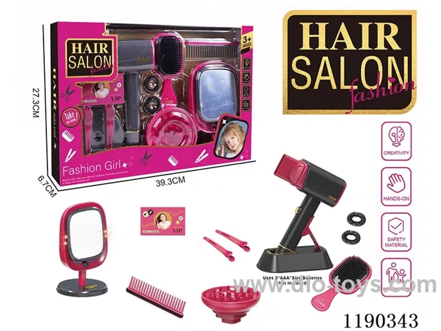 Electric Hairdressing Simulation Set with Blow Dryer and Makeup Mirror 12-Piece Set