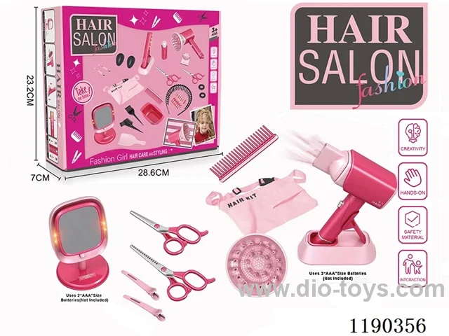 Electric Hairdressing Simulation Set (13-piece Set with Blow Dryer and Cosmetic Mirror)