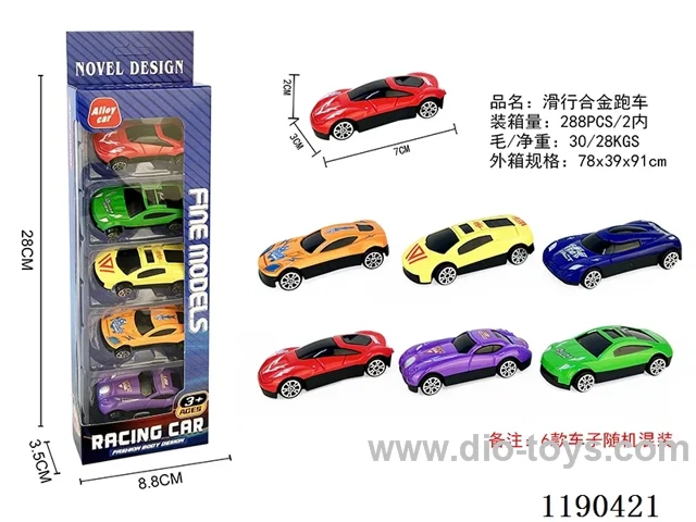 5PCS free wheel alloy car