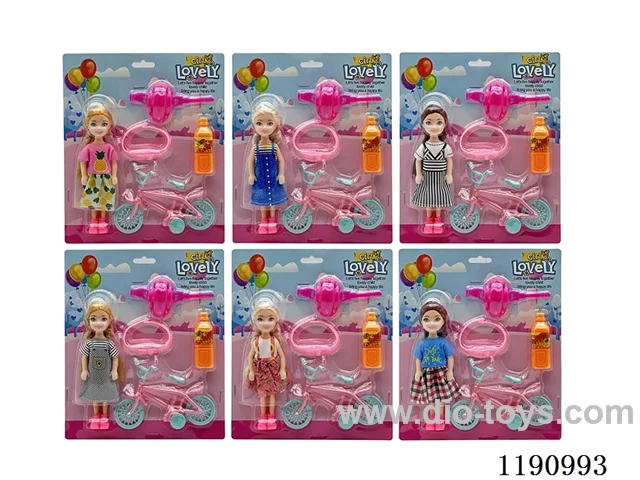 6 Mixed 5.5inch Solid Dolls + Accessories
