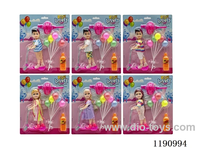 6 Mixed 5.5inch Solid Dolls + Accessories