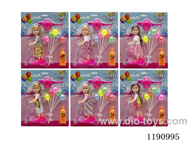 6 Mixed 5.5inch Solid Dolls + Accessories