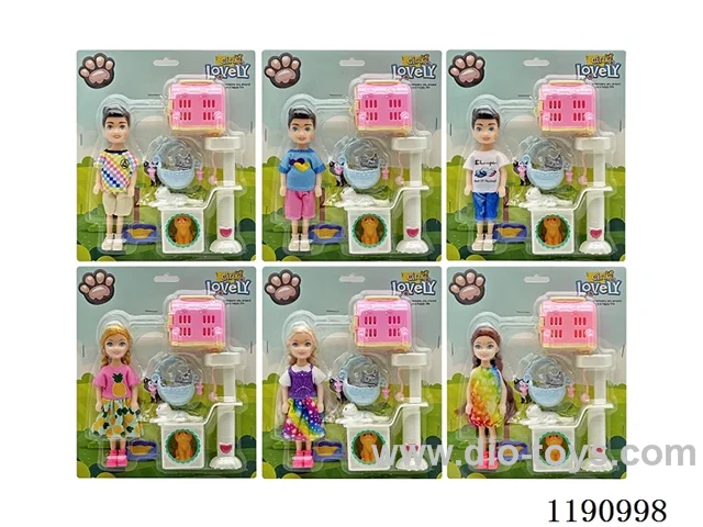 6 Mixed 5.5inch Solid Dolls + Accessories