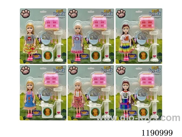 6 Mixed 5.5inch Solid Dolls + Accessories