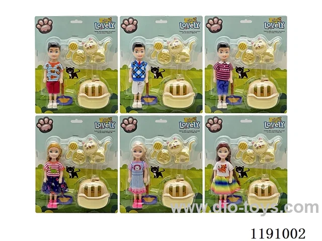 6 Mixed 5.5inch Solid Dolls + Accessories
