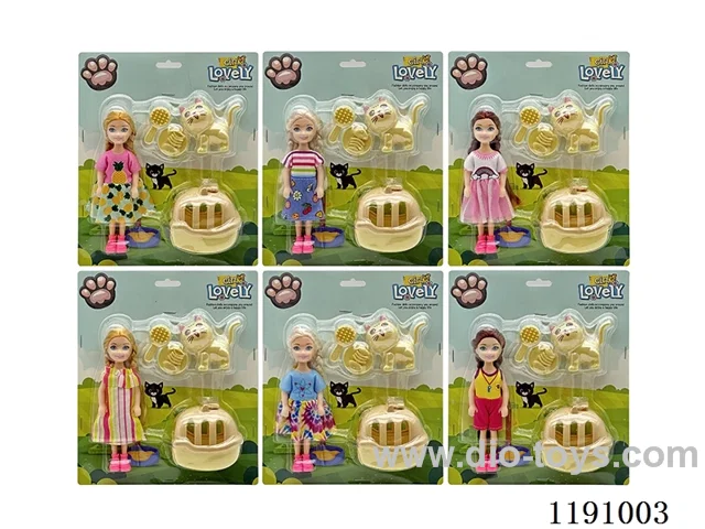 6 Mixed 5.5inch Solid Dolls + Accessories