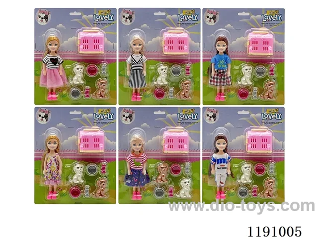 6 Mixed 5.5inch Solid Dolls + Accessories
