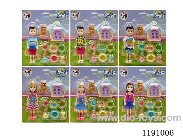 6 Mixed 5.5inch Solid Dolls + Accessories