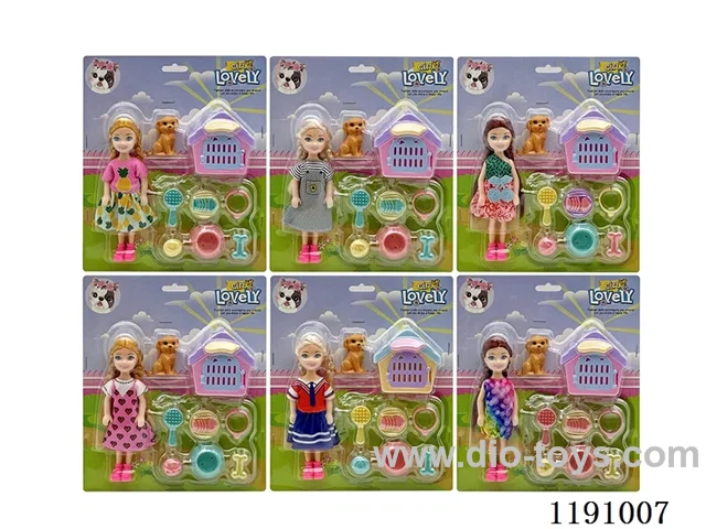 6 Mixed 5.5inch Solid Dolls + Accessories