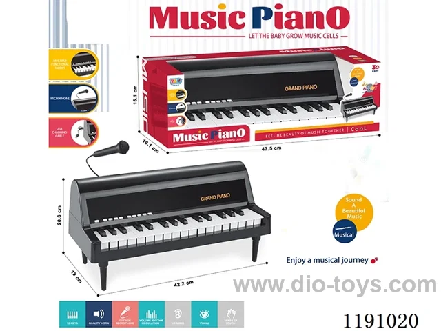 32 Keys Antique Small Piano with Microphone, USB Cable Bottom Bracket (Black)