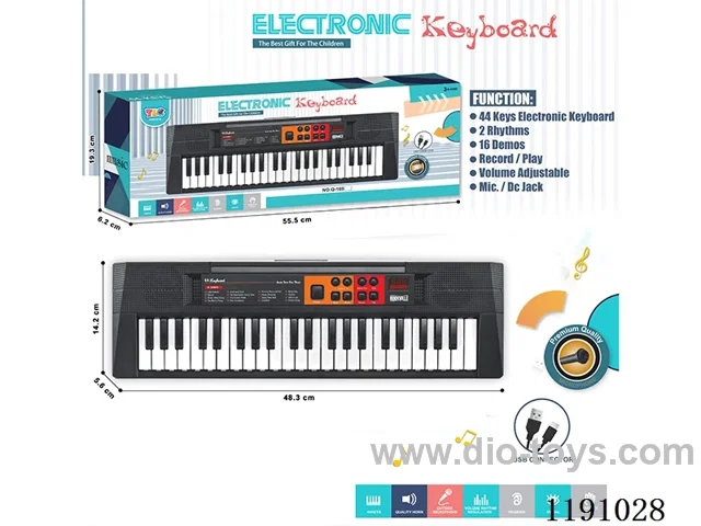 44-Key Multifunction Electronic Piano with Microphone, USB Cable (Black)