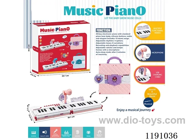 40 Keys Multifunction Rotary with Microphone, USB Cable (Pink) Color Silkscreen