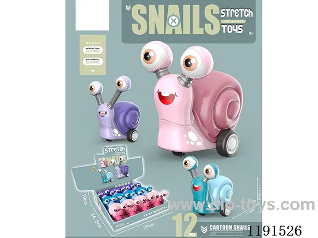 Retractable Snail Inertia Vehicle 3 Colours Mix 12PCS