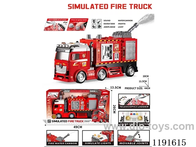 Inertia Fire Truck W L/M/water spray included 3*AG13