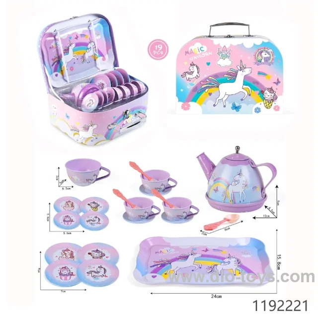 19Pcs Rainbow Unicorn Toys Tea Party Set