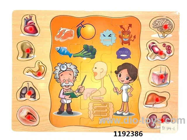 Wooden doctor puzzle in heat shrink film