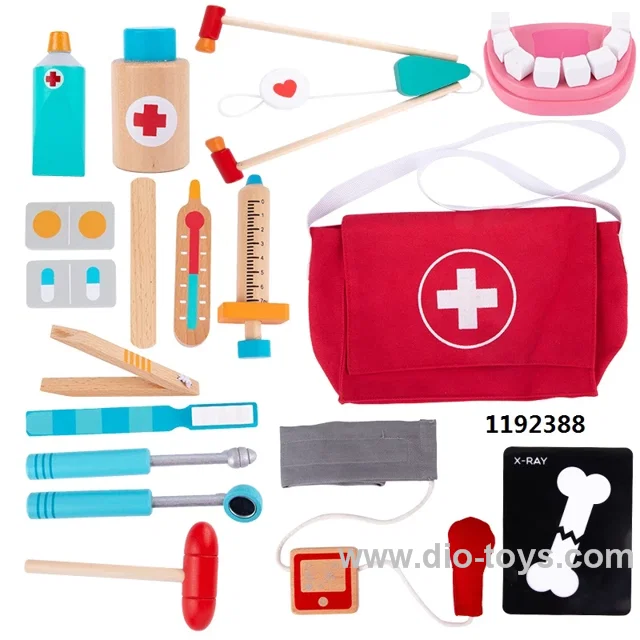 WOODEN MEDICAL SET (SHOULDER BAG MEDICAL BAG) IN COLOR BOX