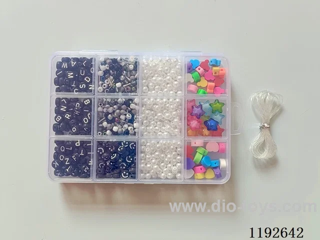DIY Jewelry Set(Pearls + Alphabet beads + Rice beads + Soft ceramic + Coloured beads + thread (12 compartments))