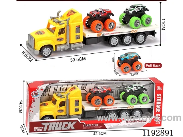 Trailer with 2PCS pull back inertia tin car