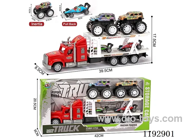Trailer loading 2PCS Inertia Tin Bike 2PCS pull back Tin Bike