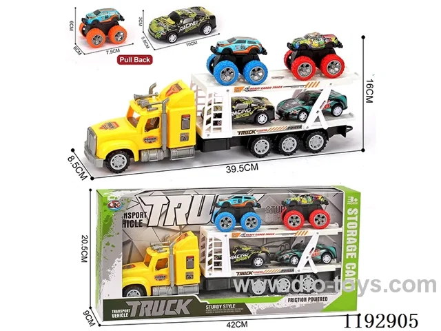 Tractor loaded 4PCS pull back tin wagon