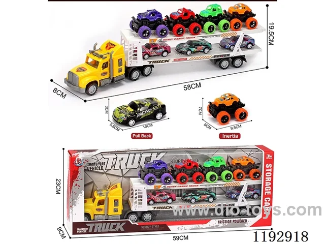 Trailer loading 4PCS Inertia 3PCS pull back tin bike